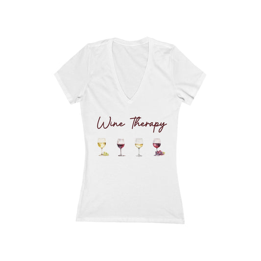 Wine Therapy Women's Jersey Short Sleeve Deep V-Neck Tee