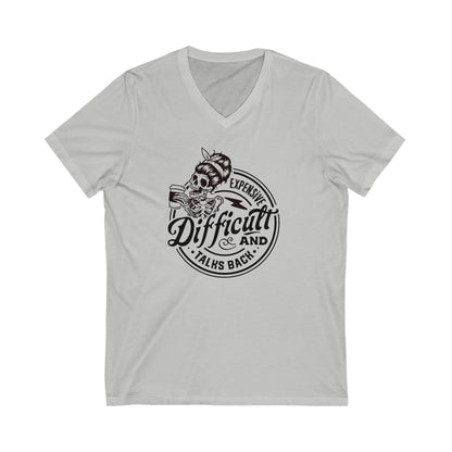 Expensive and Difficult Unisex Jersey Short Sleeve V-Neck Tee