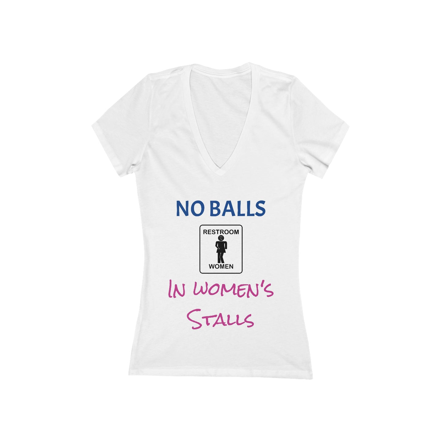 No Balls in Stalls Women's Jersey Short Sleeve Deep V-Neck Tee